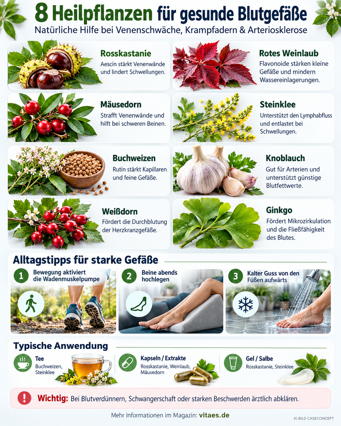 8 Heilpflanzen für gesunde Blutgefäße Info