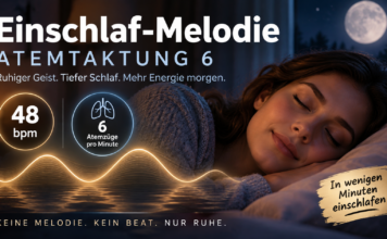 Einschlaf-Melodie „Atemtaktung 6 – Warm Pad 1 48 bpm, 6 Atemzüge pro Minute Selbstversuch