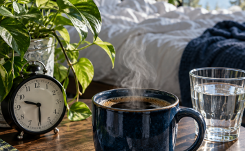 Schwarzer Kaffee am Feiertagsmorgen